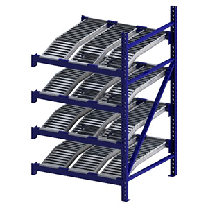 Roller Rack Adder - 4'W x 4'D x 7'H, 4 Levels with (3) 12"W Knuckled Roller Lanes Per Level
