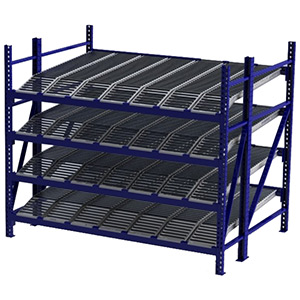 Roller Rack Starter - 8'W x 6'D x 7'H, 4 Levels with (7) 12"W Knuckled Roller Lanes Per Level