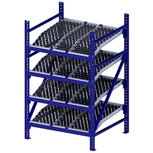 Roller Rack Starter - 4'W x 4'D x 7'H, 4 Levels with 1.6" Dia. Wheel Bed, Knuckled
