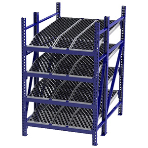Roller Rack Starter - 4'W x 6'D x 7'H, 4 Levels with 1.6" Dia. Wheel Bed, Knuckled