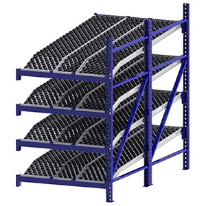 Roller Rack Adder - 4'W x 8'D x 7'H, 4 Levels with 1.6" Dia. Wheel Bed, Knuckled