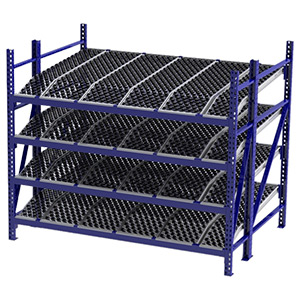 Roller Rack Starter - 8'W x 6'D x 7'H, 4 Levels with 1.6" Dia. Wheel Bed, Knuckled