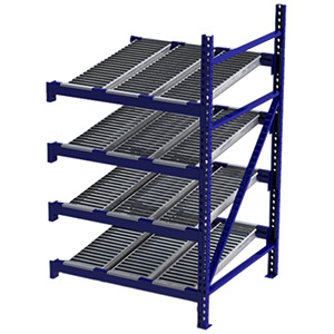 Roller Rack Adder - 4'W x 4'D x 7'H, 4 Levels with (3) 12"W Roller Lanes Per Level