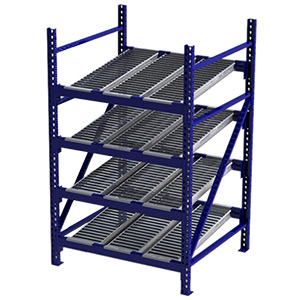 Roller Rack Starter - 4'W x 4'D x 7'H, 4 Levels with (3) 12"W Roller Lanes Per Level