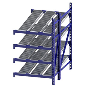 Roller Rack Adder - 4'W x 6'D x 7'H, 4 Levels with (3) 12"W Roller Lanes Per Level