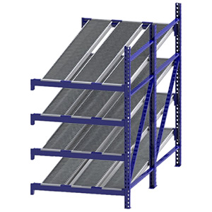 Roller Rack Adder - 4'W x 8'D x 7'H, 4 Levels with (3) 12"W Roller Lanes Per Level