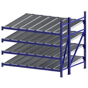 Roller Rack Adder - 8'W x 6'D x 7'H, 4 Levels with (7) 12"W Roller Lanes Per Level