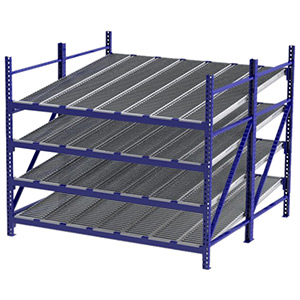 Roller Rack Starter - 8'W x 8'D x 7'H, 4 Levels with (7) 12"W Roller Lanes Per Level