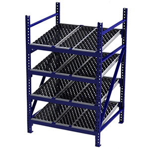 Roller Rack Starter - 4'W x 4'D x 7'H, 4 Levels with 1.6" Dia. Wheel Bed