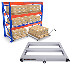 Floor Mounted Roll Out Pallet - 46"W x 48"D, 3,000 lb. Cap.