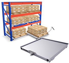 Floor Mounted Roll Out Pallet with Top Plate - 34"W x 48"D, 3,000 lb. Cap.