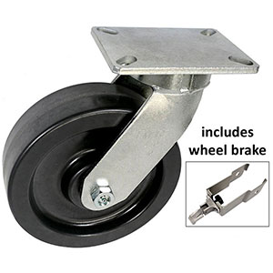 G Series Swivel Caster with Brake - 10" x 3" Phenolic Wheel - 2,900 lb. Cap.