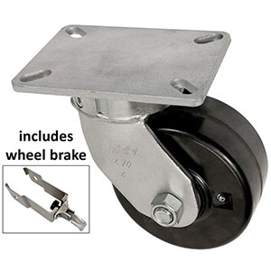 G Series Swivel Caster with Brake - 6" x 3" Phenolic Wheel - 2,000 lb. Cap.