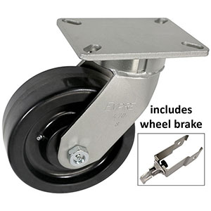 G Series Swivel Caster with Brake - 8" x 3" Phenolic Wheel - 2,500 lb. Cap.