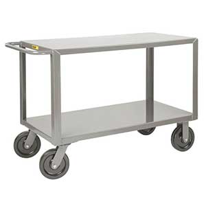 Heavy Duty Service Cart - 2 Shelves, 24"W x 48"L, 2 Swivel & 2 Rigid Casters