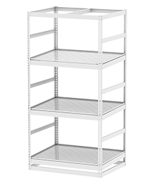 Horticultural Shelving with Corner Drain - 3 levels, 48"W x 36"D x 96"H