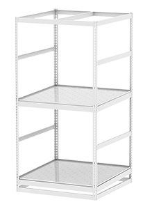 Horticultural Shelving with Corner Drain - 2 levels, 48"W x 48"D x 96"H