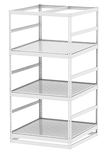 Horticultural Shelving with Corner Drain - 3 levels, 48"W x 48"D x 96"H