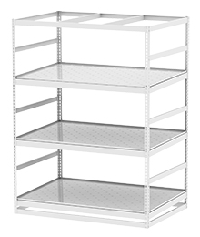 Horticultural Shelving with Corner Drain - 3 levels, 72"W x 48"D x 96"H