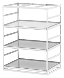 Horticultural Shelving with Trough Shelf - 3 levels, 72"W x 48"D x 96"H