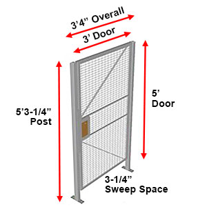 Modular Wire Barrier - Hinged Gate, 3'4" w x 5' 3-1/4" h - with Thumb Latch