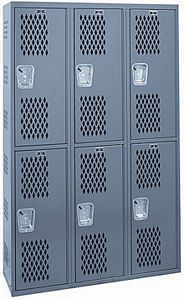 Ventilated Athletic Locker, Welded - Double Tier, 3 Wide - 12"W x 12"D x 36"H Opening