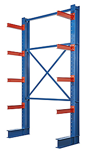 I-Beam Cantilever Rack - 192"H x 72"W, Single Sided Starter, 8 Arms