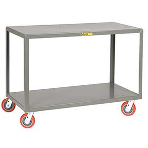 Mobile Table - 3,600 lb. Capacity, 2 Shelves, 24"W x 36"L x 34"H, Swivel Casters