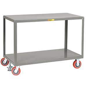 Mobile Table - 3,600 lb. Capacity, 2 Shelves, 24"W x 48"L x 34"H, Rigid & Swivel Casters