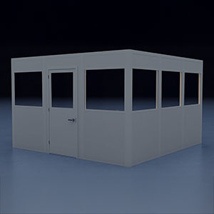 In-Plant Office - 12' x 12', 2 Walls, 5 Windows, Gray