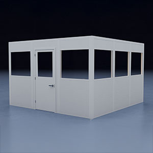 In-Plant Office - 12' x 12', 2 Walls, 5 Windows, White, with Modular Wiring