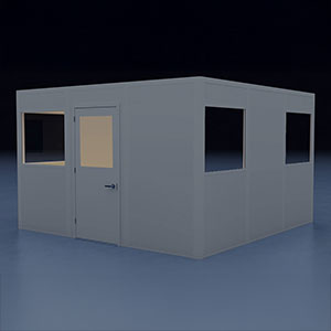 In-Plant Office - 12' x 12', 3 Walls, 5 Windows, Gray