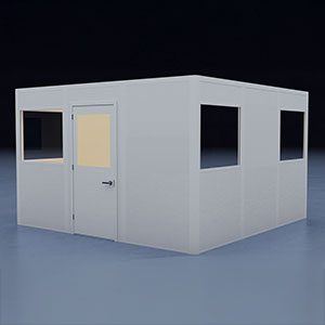 In-Plant Office - 12' x 12', 3 Walls, 5 Windows, White