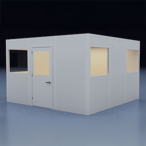 In-Plant Office - 12' x 12', 4 Walls, 5 Windows, White, with HVAC
