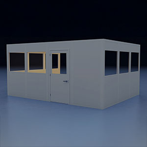 In-Plant Office - 16' x 12', 3 Walls, 8 Windows, Gray, with Modular Wiring