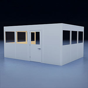 In-Plant Office - 16' x 12', 3 Walls, 8 Windows, White, with HVAC