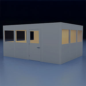 In-Plant Office - 16' x 12', 4 Walls, 8 Windows, Gray, with HVAC