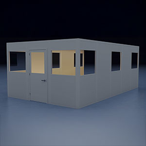 In-Plant Office - 20' x 12', 3 Walls, 8 Windows, Gray, with Modular Wiring