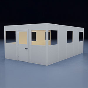 In-Plant Office - 20' x 12', 3 Walls, 8 Windows, White, with HVAC