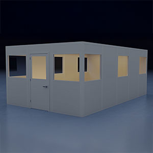 In-Plant Office - 20' x 12', 4 Walls, 8 Windows, Gray