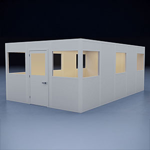 In-Plant Office - 20' x 12', 4 Walls, 8 Windows, White, with Modular Wiring