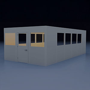 In-Plant Office - 24' x 12', 3 Walls, 10 Windows, Gray