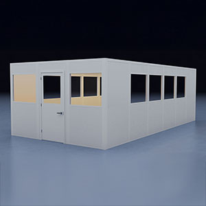 In-Plant Office - 24' x 12', 3 Walls, 10 Windows, White