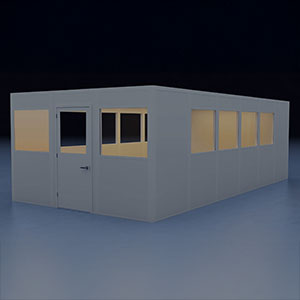 In-Plant Office - 24' x 12', 4 Walls, 10 Windows, Gray