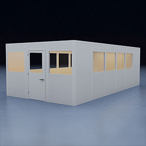 In-Plant Office - 24' x 12', 4 Walls, 10 Windows, White