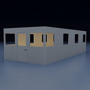 In-Plant Office - 28' x 12', 3 Walls, 10 Windows, Gray