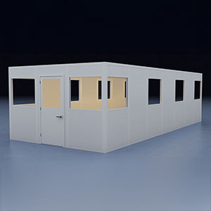 In-Plant Office - 28' x 12', 3 Walls, 10 Windows, White