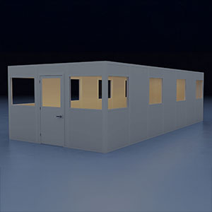 In-Plant Office - 28' x 12', 4 Walls, 10 Windows, Gray, with Modular Wiring
