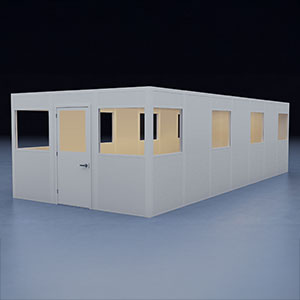 In-Plant Office - 28' x 12', 4 Walls, 10 Windows, White, with HVAC
