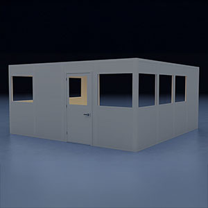 In-Plant Office - 16' x 16', 3 Walls, 8 Windows, Gray, with Modular Wiring